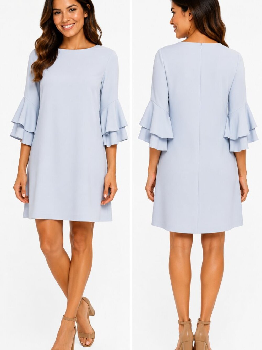 Lauren Ralph Lauren Light Blue Tiered Sleeve Sheath Dress Size 8